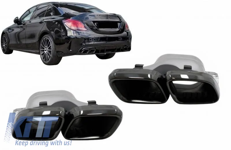 Exhaust Muffler Tips suitable for Mercedes-Benz C-Class W205 / E-Class W213 / S-Class W222 / GLE C292 / GLE W166 / GLC W253 A Design Look Black Edition 2 pcs