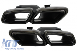 Exhaust Muffler Tips suitable for Mercedes S-Class W222 E-Class W212 S212 Facelift CLS W218 SL-Class R231 E65 S65 SL65 Design Black Edition - TY-S63-W222B