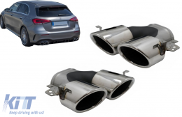 image-29-Exhaust Muffler Tips suitable for Mercedes A-Class W177 CLA II X118 C118 GLA SUV H247 GLB SUV X247 35 AMG / 45 AMG (2018-) 45S Design Chrome