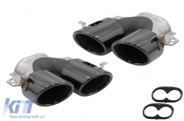 Exhaust Muffler Tips suitable for Mercedes A-Class W177 CLA II X118 C118 GLA SUV H247 GLB SUV X247 35 AMG / 45 AMG (2018-) 45S Design Black - TY-W177-A45B