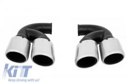 Exhaust Muffler Tips suitable for Porsche Cayenne 92A V6 V8 Petrol (05.2010-09.2014) GTS Design Silver - TY-D054