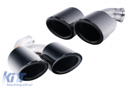 Exhaust Muffler Tips suitable for Porsche Cayenne 92A Facelift (10/2014-2017) GTS Design Piano Black - TY-D048FB
