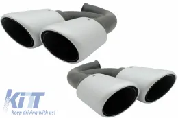 image-29-Exhaust Muffler Tips suitable for Porsche Cayenne 92A V6 V8 Diesel (05.2010-09.2014) GTS Design Matte Silver