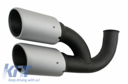 Exhaust Muffler Tips suitable for Porsche Cayenne 92A V6 V8 Diesel (05.2010-09.2014) GTS Design Matte Silver-image-6060791
