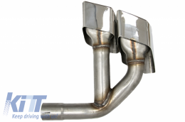 Exhaust Muffler Tips Tail Pipes suitable for Audi Q7 4M (2015-2019) SQ7 Design Chrome Only 3.0 Petrol Gasoline-image-6047355