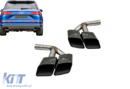 Exhaust Muffler Tips Tail Pipes suitable for Audi Q7 4M (2015-2019) SQ7 Design Black Only 3.0 Petrol Gasoline-image-6101435