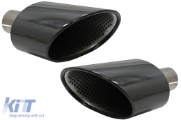 Exhaust Muffler Tips Tail Pipes suitable for Audi A4 B9 (2016-2019) A5 F5 (2017-2019) Black - TY-AUA5F5