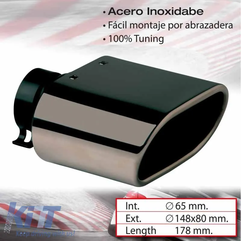 Exhaust Pipe Universal Black F65mm Rectangular 400875G 1 Pc