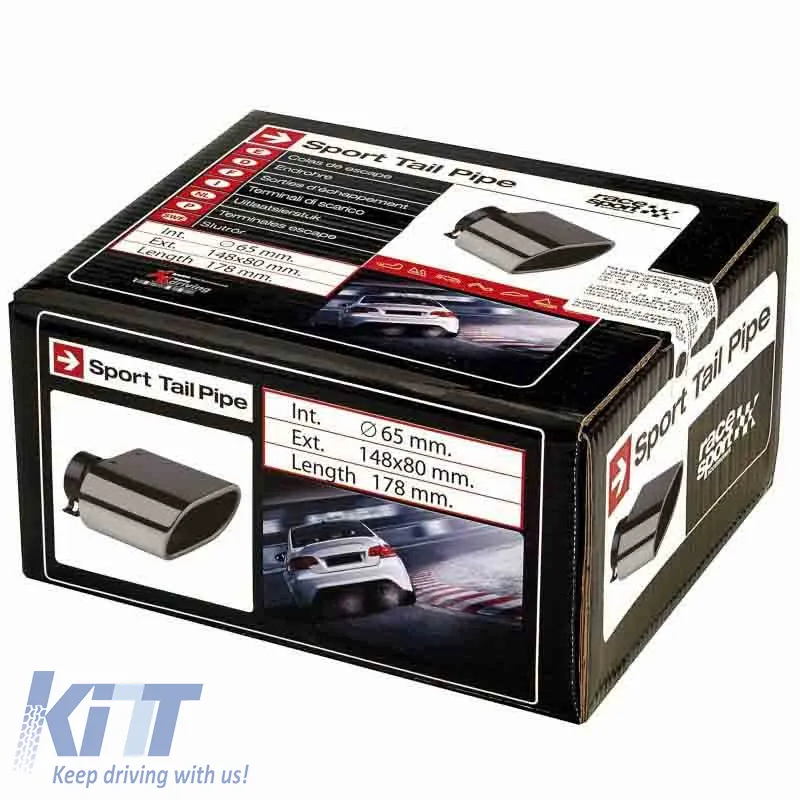 Exhaust Pipe Universal Black F65mm Rectangular 400875G 1 Pc