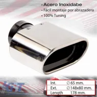Exhaust Pipe Universal Chrome F65mm Rectangular 4008075 1 Pc-image-6295659