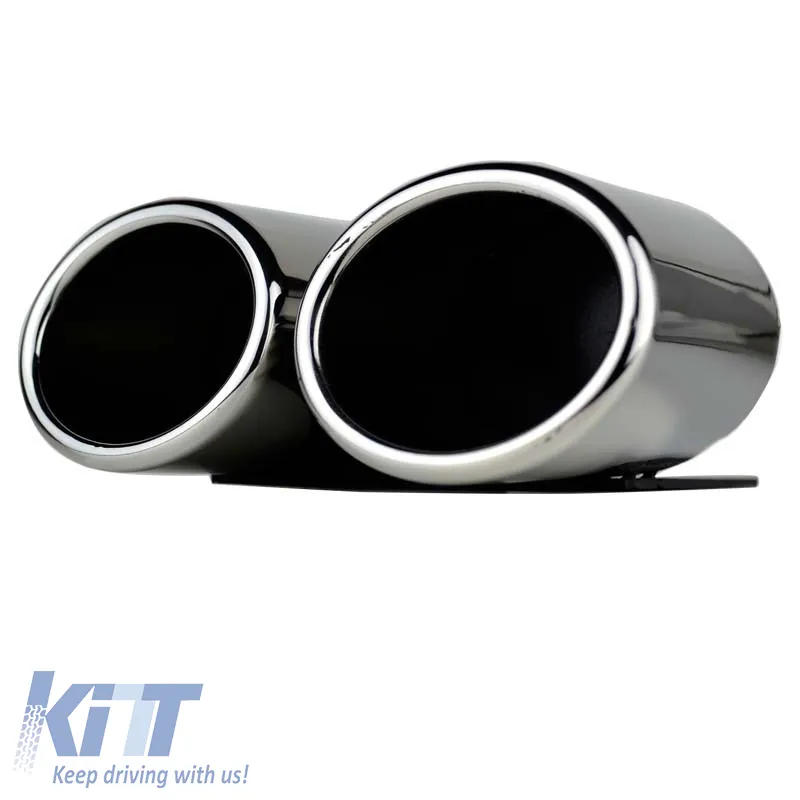 Exhaust Pipes Double Suitable for Audi A3 8V 12-15 S3 Look 2 Pcs