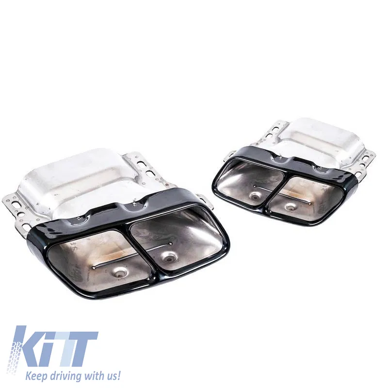 Exhaust Pipes suitable for Mercedes-Benz A-Class W176 12-18 A Design A45 / CLA W117 13-18 Black (2 Double)