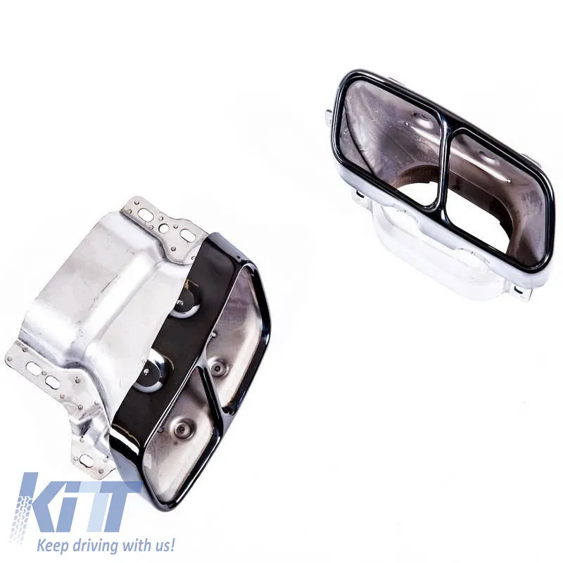 Exhaust Pipes suitable for Mercedes-Benz A-Class W176 12-18 A Design A45 / CLA W117 13-18 Black (2 Double)