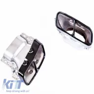 Exhaust Pipes suitable for Mercedes-Benz A-Class W176 12-18 A Design A45 / CLA W117 13-18 Black (2 Double)-image-6316692