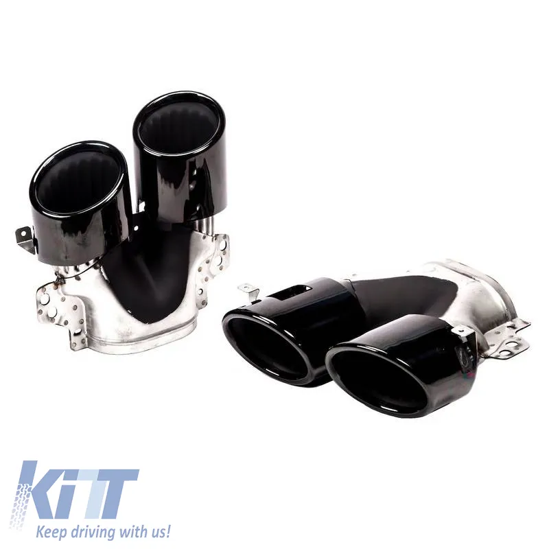 Exhaust Pipes suitable for Mercedes-Benz A-Class (W177), CLA (C118), GLA (H247), GLB (X247) Piano Black (2 Double)