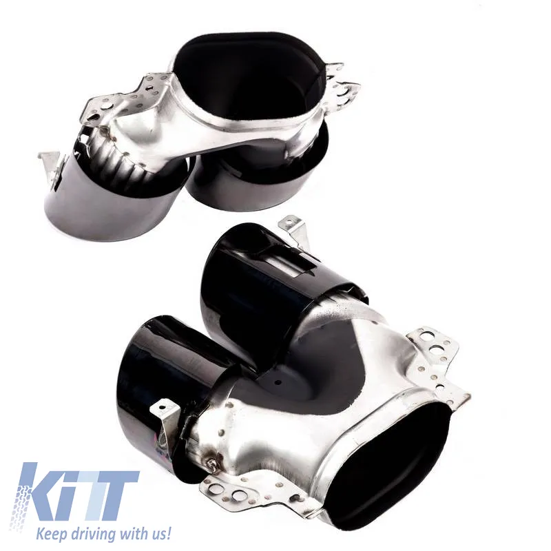 Exhaust Pipes suitable for Mercedes-Benz A-Class (W177), CLA (C118), GLA (H247), GLB (X247) Piano Black (2 Double)