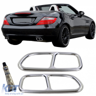 image-57-Exhaust tailpipe trims chrome 4-pipe look for Mercedes SLK R171 08-11
