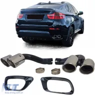 image-54-Exhaust twin pipe tailpipes chrome fits for BMW X6 E71 08-14 Diesel 30d 40d