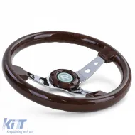 Exklusives Sportlenkrad mit Holzoptik und verchromten Speichen, 350mm, geeignet für Momo Sparco-image-6195013