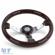 Exklusives Sportlenkrad mit Holzoptik und verchromten Speichen, 350mm, geeignet für Momo Sparco-image-6195015