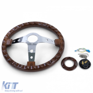 Exklusives Sportlenkrad mit Holzoptik und verchromten Speichen, 350mm, geeignet für Momo Sparco-image-6195016