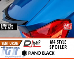 F36 M4 Rear Spoiler Piano Black ABS / 2014-2020
