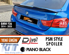 image-17-F36 PSM Style Rear Spoiler Piano Black ABS / 2014-2020