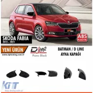 image-1-Fabia Mk3 Batman Mirror Cover Piano Black / 2015-2021 (With Signal)