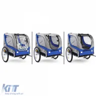 Fahrradanhänger, Hundehänger, faltbar für Haustiere, blau-grau, bis zu 40kg-image-6191874