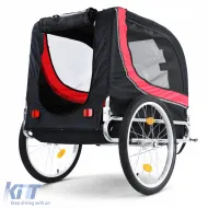 Fahrradanhänger, Hundehänger, faltbar für Haustiere, rot-schwarz, bis zu 40kg-image-6195331