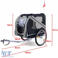 Fahrradanhänger, Hundehänger, faltbar für Haustiere bis zu 40kg, grau-schwarz-image-6197326
