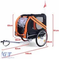 Fahrradanhänger, Hundetransporter, faltbar für Haustiere bis zu 40kg, orange-schwarz-image-6268347