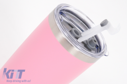 Family Pack 4pcs Thermos Stainless Steel SS304 Insulated Mug with Lid Double Wall Orange Pink Gray Blue 20oz 590ml-image-6126689