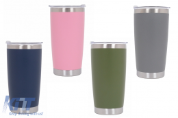 Family Pack 4pcs Thermos Stainless Steel SS304 Insulated Mug with Lid Double Wall Pink Gray Blue Green 20oz 590ml - COCANFAM3
