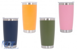 Family Pack 4pcs Thermos Stainless Steel SS304 Insulated Mug with Lid Double Wall Orange Pink Blue Green 20oz 590ml - COCANFAM4