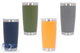 image-40-Family Pack 4x Termos Stal nierdzewna SS304 Kubek termiczny z pokrywką Podwójne ścianki Lekki 590 ml