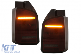Fanali posteriori Full LED per VW Transporter V T5 Facelift 2010-2015 Dynamic Signal Fumo Rosso-image-6111421