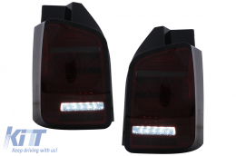 Fanali posteriori Full LED per VW Transporter V T5 Facelift 2010-2015 Dynamic Signal Fumo Rosso-image-6111430