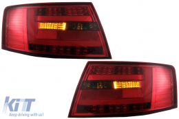 Fanali posteriori LED BAR per Audi A6 C6 4F Berlina 04.2004-2008 7 PIN Fumo rosso-image-6078355