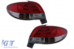 Fanali posteriori LED per Peugeot 206 HatchBack 3 / 5 porte 1998-2004 Rosso Bianco-image-6112609