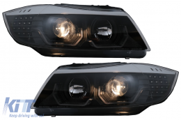 Fanária Emprós 3D LED Mátia Aggélou katállhloi gia BMW Seirá 3 E90 Limouzína E91 Touring (03.2005-08.2008) LHD Mavro-image-6078892