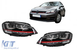 Fanária Emprós 3D LED Proboleís Hméras (DRL) katállhloi gia VW Golf 7 VII (2012-2017) KOKKINO R20 GTI Look LED réonta Fotismós strofís-image-6127106