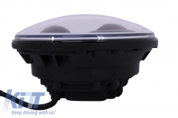 Fanária Emprós CREE LED 7 intsón Amber Halo DRL katállhloi gia Jeep Wrangler JK TJ LJ Land Rover Defender Mercedes W463 Mavro-image-5999725