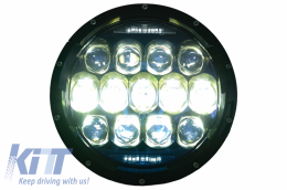 Fanária Emprós CREE LED 7 intsón Amber Halo DRL katállhloi gia Jeep Wrangler TJ & JK (1997-2018)-image-6065748