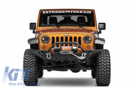 Fanária Emprós CREE LED 7 intsón Amber Halo DRL katállhloi gia Jeep Wrangler TJ & JK (1997-2018)-image-6065760