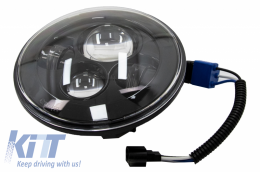 Fanária Emprós CREE LED 7 intsón katállhloi gia Jeep Wrangler JK TJ LJ Land Rover Defender Mercedes W463 Mavro-image-6044168