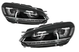 image-23-Fanária Emprós katállhloi gia VW Golf 6 VI (2008-2013) Golf 7 3D LED Proboleís Hméras (DRL) Schédio U LED Flow Turning Light Chrómio RHD