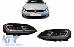 Fanária Emprós LED Bi-xenon Faínontai katállhloi gia VW Golf 7 VII (2012-2017) Ananéosh G7.5 GTI Schediasmós with Sequential Dunamikó Fotismós strofís-image-6056568