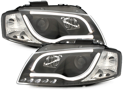 Fanária Emprós LED katállhloi gia Audi A3 8P (05.2003-03.2008) Fóta hméras Running Tube Lights Mavro-image-5989378