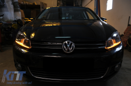 Fanária Emprós LED katállhloi gia VW Golf 6 VI (2008-2013) me Ananéosh G7.5 Look Ashmí Flowing Dunamikó Sequential Fotismós strofís-image-6070444